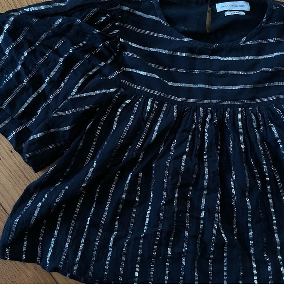 EUC Isabel Marant Sara Flowy Blouse Top Striped Metallic - Picture 9 of 9